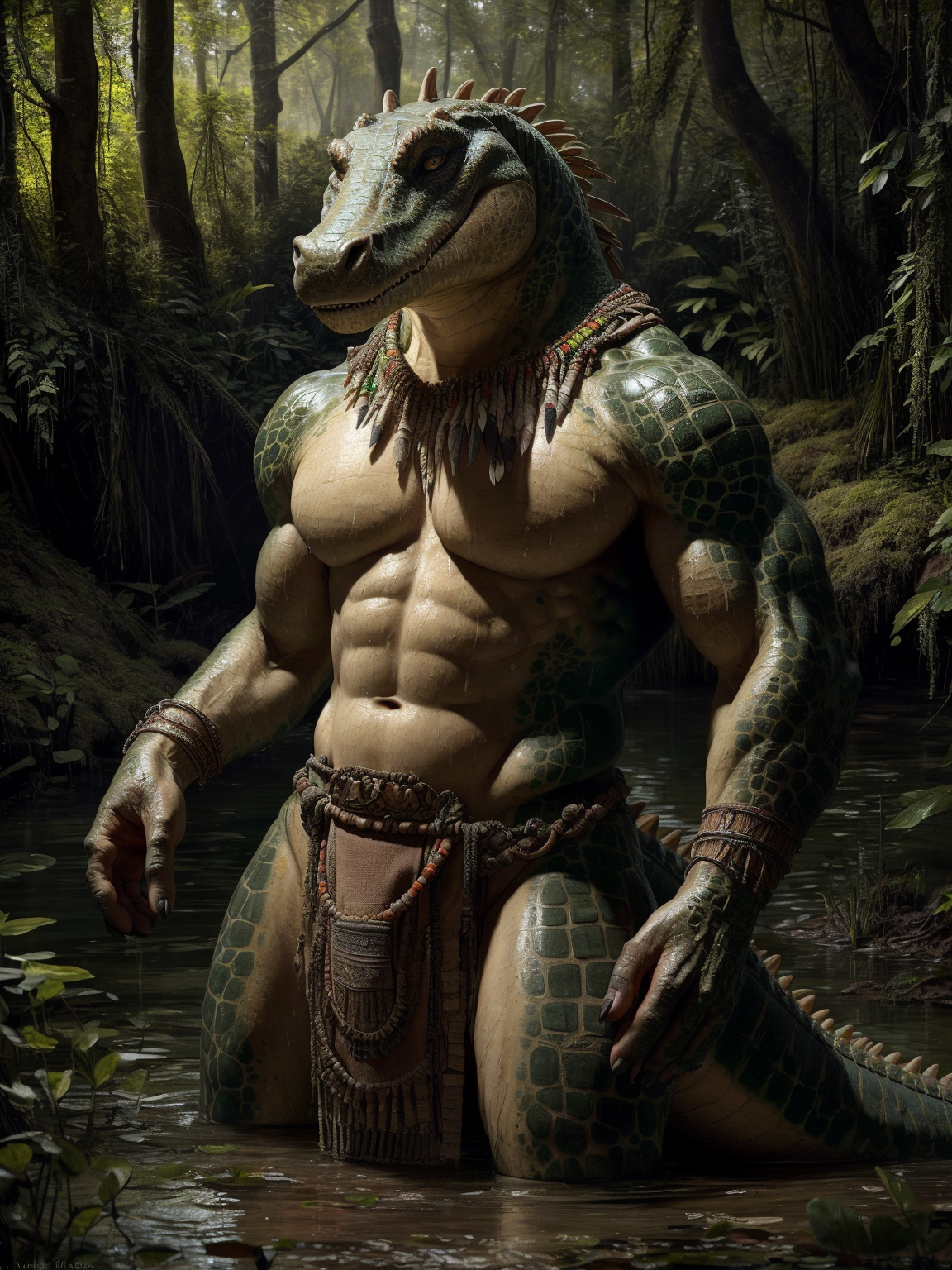 54203-2500364804-sweat drops, photography, (cool posing_1.1025), smooth skin, ultra realism shading, anthro, green, gator, photorealistic, nude,.png
